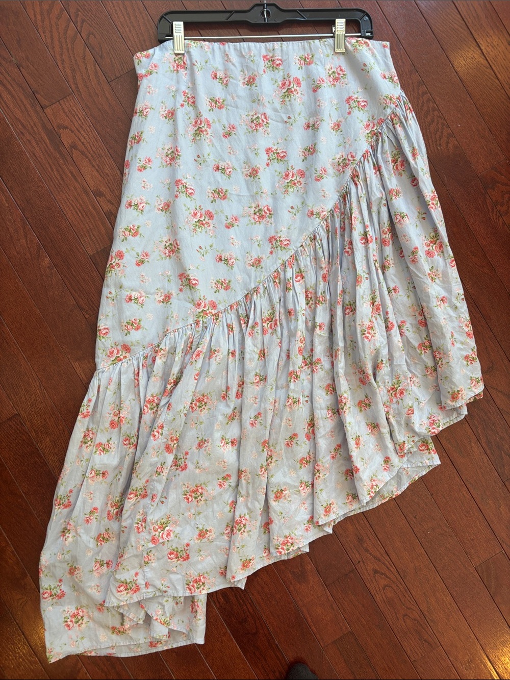 Abercrombie & Fitch Light Blue Floral Asymmetrical Tiered Skirt